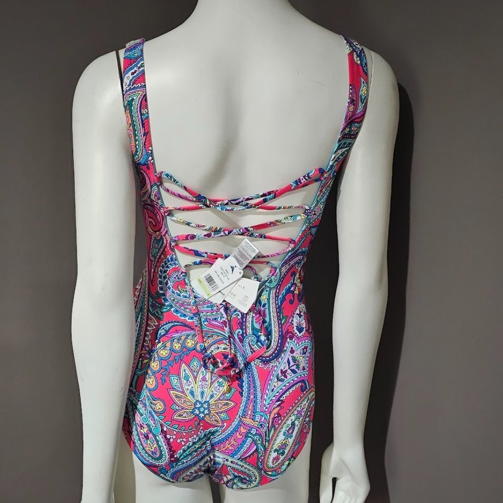 Tommy Bahama Reversible Lace-up One-Piece Swimsuit Size 4 - Picture 4 of 12